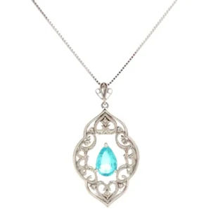 K18WG モザンビーク産パライバトルマリン・ダイヤモンド ネックレス/ペンダントトップ 0.97・0.11ct