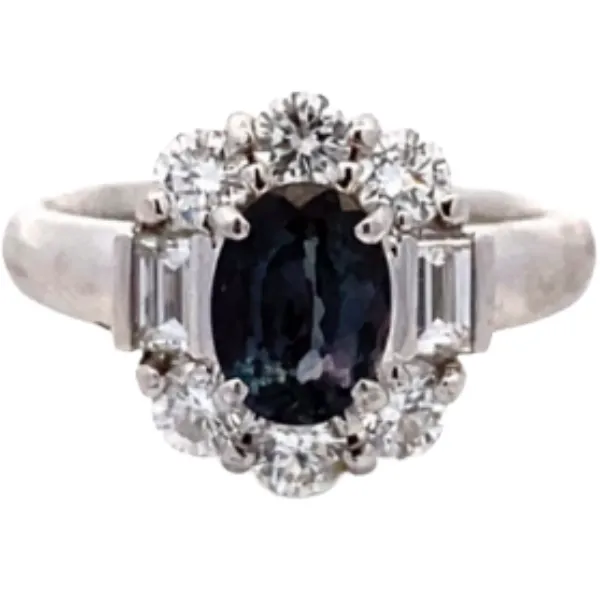 Pt･Pm900 ブラジル産アレキサンドライト・ダイヤモンド リング 1.247・D0.91ct