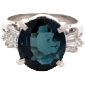 Pt･Pm900 ブルースピネル・ダイヤモンド リング 5.38 ct D0.28 ct