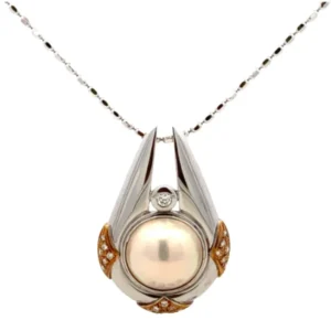 K18/K18WG マベパール・ダイヤモンド ネックレス/ペンダントトップ 0.36ct