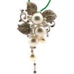 K18WG パール・ダイヤモンド ブローチ 0.56ct