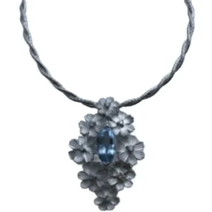 K18WG アクアマリン・ダイヤモンド ネックレス/ペンダントトップ 1.81 ct 0.17 ct