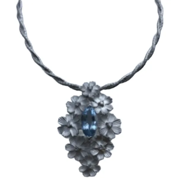 K18WG アクアマリン・ダイヤモンド ネックレス/ペンダントトップ 1.81 ct 0.17 ct