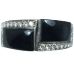 K18WG ダイヤモンド・オニキス リング 0.36 ct