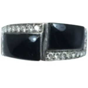 K18WG ダイヤモンド・オニキス リング 0.36 ct