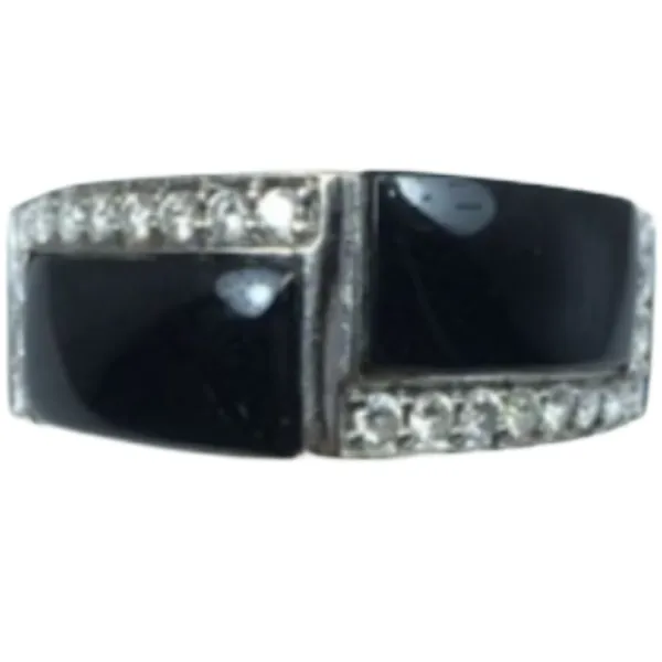 K18WG ダイヤモンド・オニキス リング 0.36 ct