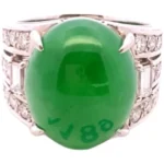 Pt･Pm900 翡翠・ダイヤモンド リング 13.76・1.03ct