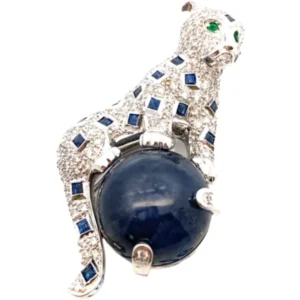 Pt･Pm900 サファイア・多色石 ブローチ 30.07・1.25・0.76・0.04ct