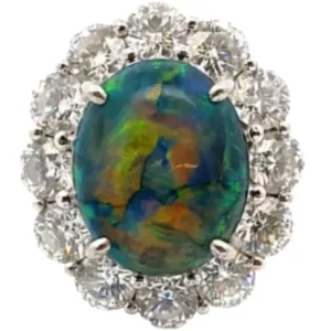 Pt･Pm900 ブラックオパール・ダイヤモンド リング 4.22・D2.188ct