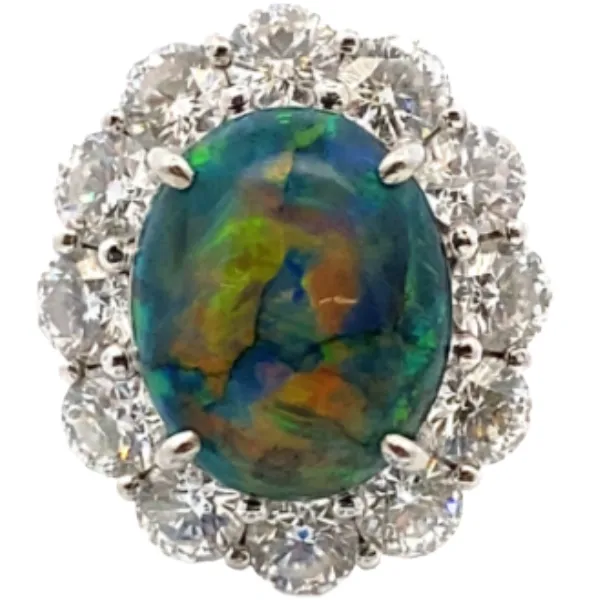 Pt･Pm900 ブラックオパール・ダイヤモンド リング 4.22・D2.188ct