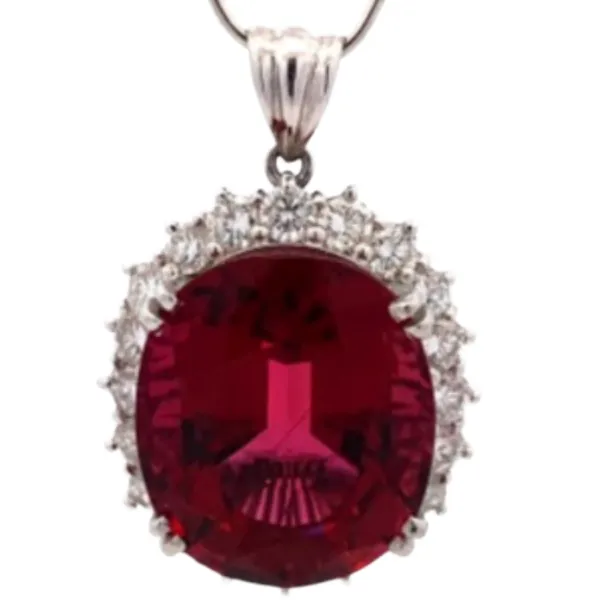 Pt･Pm900 トルマリン・ダイヤモンド ネックレス/ペンダントトップ 25.8 ct 2.69 ct