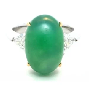 Pt･Pm900 ビルマ産翡翠・ダイヤモンド リング 9.21・0.703ct