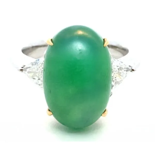 Pt･Pm900 ビルマ産翡翠・ダイヤモンド リング 9.21・0.703ct