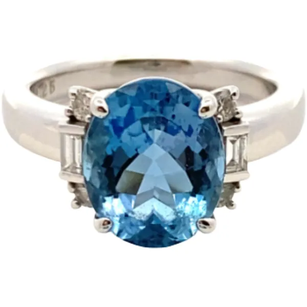 タサキ Pt･Pm900 アクアマリン・ダイヤモンド リング 3.25・0.25ct