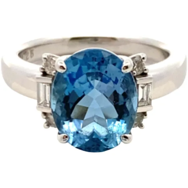 タサキ Pt･Pm900 アクアマリン・ダイヤモンド リング 3.25・0.25ct