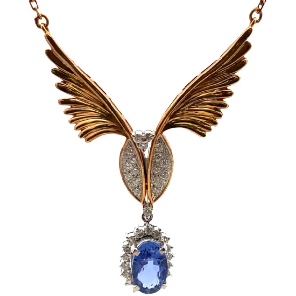 Pt900/K18[Kﾒｲﾝ] サファイア・ダイヤモンド ネックレス/ペンダントトップ S3.7・D0.49ct