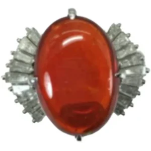 Pt･Pm900 ファイヤーオパール・ダイヤモンド リング 4.32 ct 0.73 ct