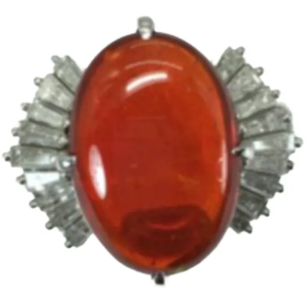 Pt･Pm900 ファイヤーオパール・ダイヤモンド リング 4.32 ct 0.73 ct