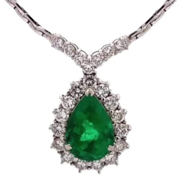 Pt850Pt900 コロンビア産エメラルド・ダイヤモンド ペンダントトップ E3.61 ct 1.55 ct