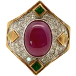 K18/K18WG スターサファイア・多色石 リング 5.92・0.77・0.223ct