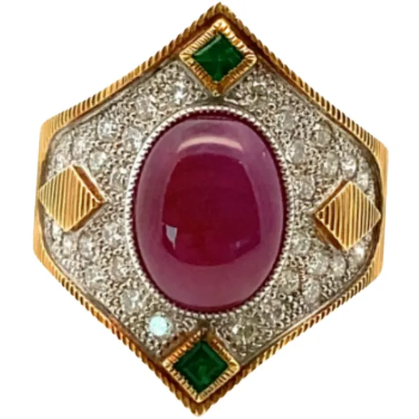 K18/K18WG スターサファイア・多色石 リング 5.92・0.77・0.223ct