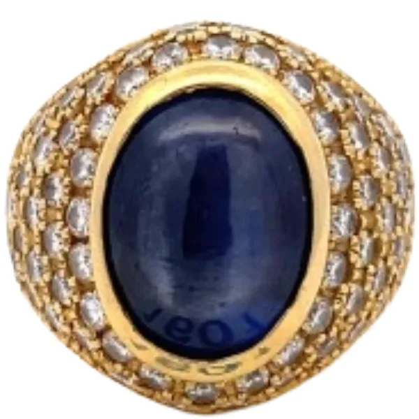 K18 スターサファイア・ダイヤモンド リング 14.35 ct D2.23 ct