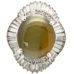 Pt･Pm900 クリソベリルキャッツアイ・ダイヤモンド リング 12.5・1.91ct