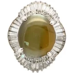 Pt･Pm900 クリソベリルキャッツアイ・ダイヤモンド リング 12.5・1.91ct