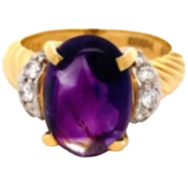 Pt900/K18[Kﾒｲﾝ] アメシスト・ダイヤモンド リング 0.284 ct