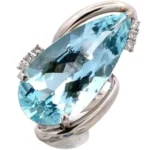 Pt･Pm900 アクアマリン・ダイヤモンド リング 29.12 ct 0.25 ct