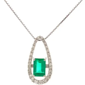 Pt900Pt850 コロンビア産エメラルド・ダイヤモンド ネックレスペンダントトップ 2.319・0.53ct