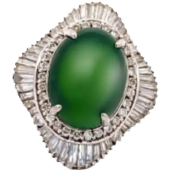 Pt･Pm900 翡翠・ダイヤモンド リング D3.02 ct