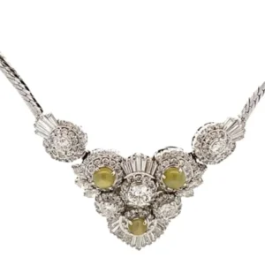 Pt･Pm850 クリソベリルキャッツアイ・ダイヤモンド 2.24・5.44ct