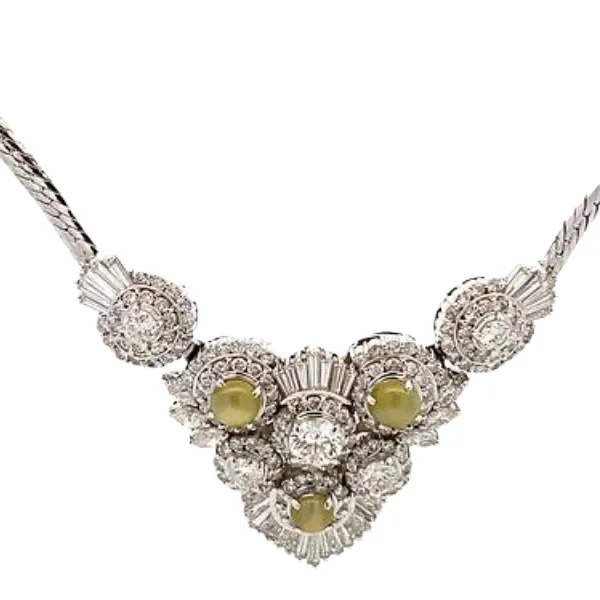 Pt･Pm850 クリソベリルキャッツアイ・ダイヤモンド 2.24・5.44ct