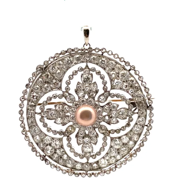 Pt/Pm ダイヤモンド・パール ブローチ