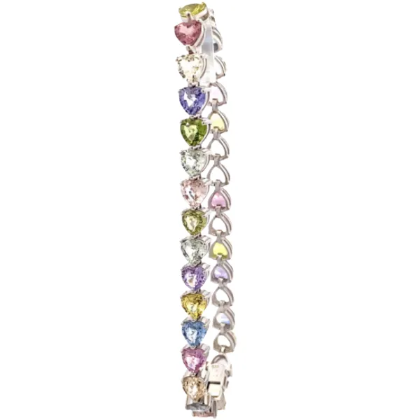 K14WG マダガスカル産非加熱サファイア・ダイヤモンド ブレスレット 17.27ct