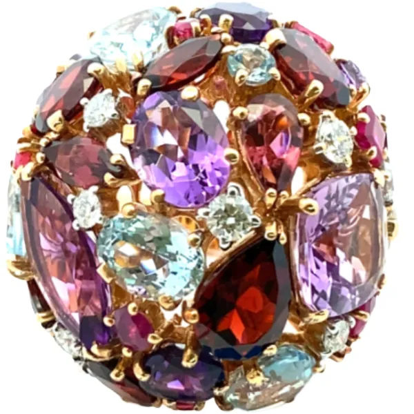 K18 アメシスト・多色石 MIX リング 31.62・D0.7ct