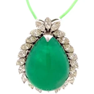 Pt･Pm900 コロンビア産エメラルド・ダイヤモンド ネックレス/ペンダントトップ 32.15・D4.18ct