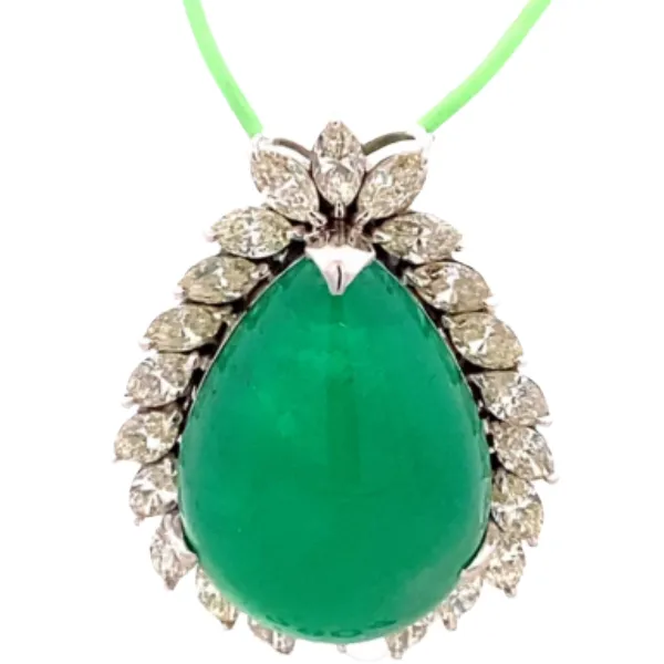 Pt･Pm900 コロンビア産エメラルド・ダイヤモンド ネックレス/ペンダントトップ 32.15・D4.18ct