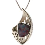 K18WG ボルダーオパール・ダイヤモンド ネックレス/ペンダントトップ 6.63・0.07ct