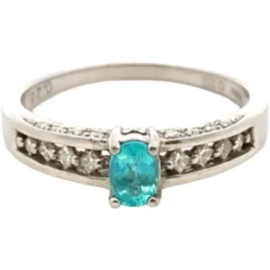 Pt･Pm900 ブラジル産パライバトルマリン・ダイヤモンド リング 0.28・0.25ct