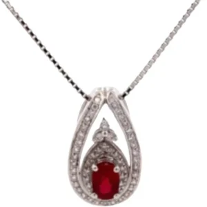 Pt900/K18WG ビルマ産ピジョンブラッドルビー・ダイヤモンド ネックレス/ペンダントトップ 1.03 ct 0.41 ct