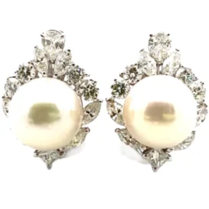 Pt･Pm950 パール・ダイヤモンド ピアス/イヤリング 2.06・2.06ct