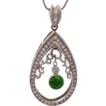 Pt･Pm900 デマントイドガーネット・ダイヤモンド ネックレストップ 0.805 ct 0.5・0.05 ct