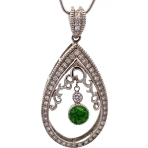 Pt･Pm900 デマントイドガーネット・ダイヤモンド ネックレストップ 0.805 ct 0.5・0.05 ct