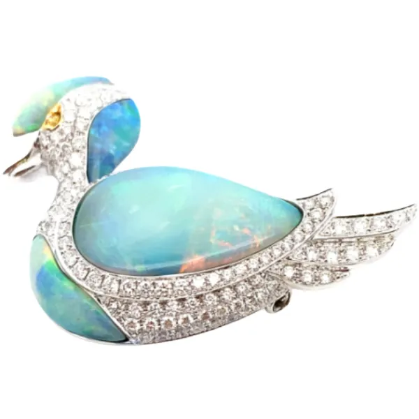 K18 オパール・ダイヤモンド ブローチ 0.602・D1.1ct
