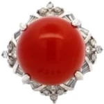 Pt･Pm900 サンゴ・ダイヤモンド リング 1.03 ct