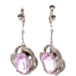 Pt900/Pt850 クンツァイト・ダイヤモンド ピアス/イヤリング 12.90・13.59 ct 0.043・0.046 ct