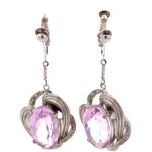 Pt900/Pt850 クンツァイト・ダイヤモンド ピアス/イヤリング 12.90・13.59 ct 0.043・0.046 ct