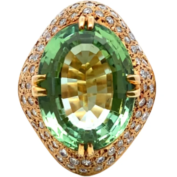 K18 トルマリン・ダイヤモンド リング 18.32・1.13ct